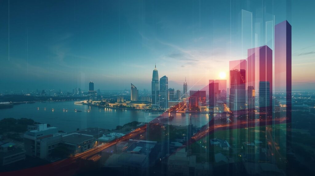 不動産の写真と2026年のグラフについての図が合わさっている写真